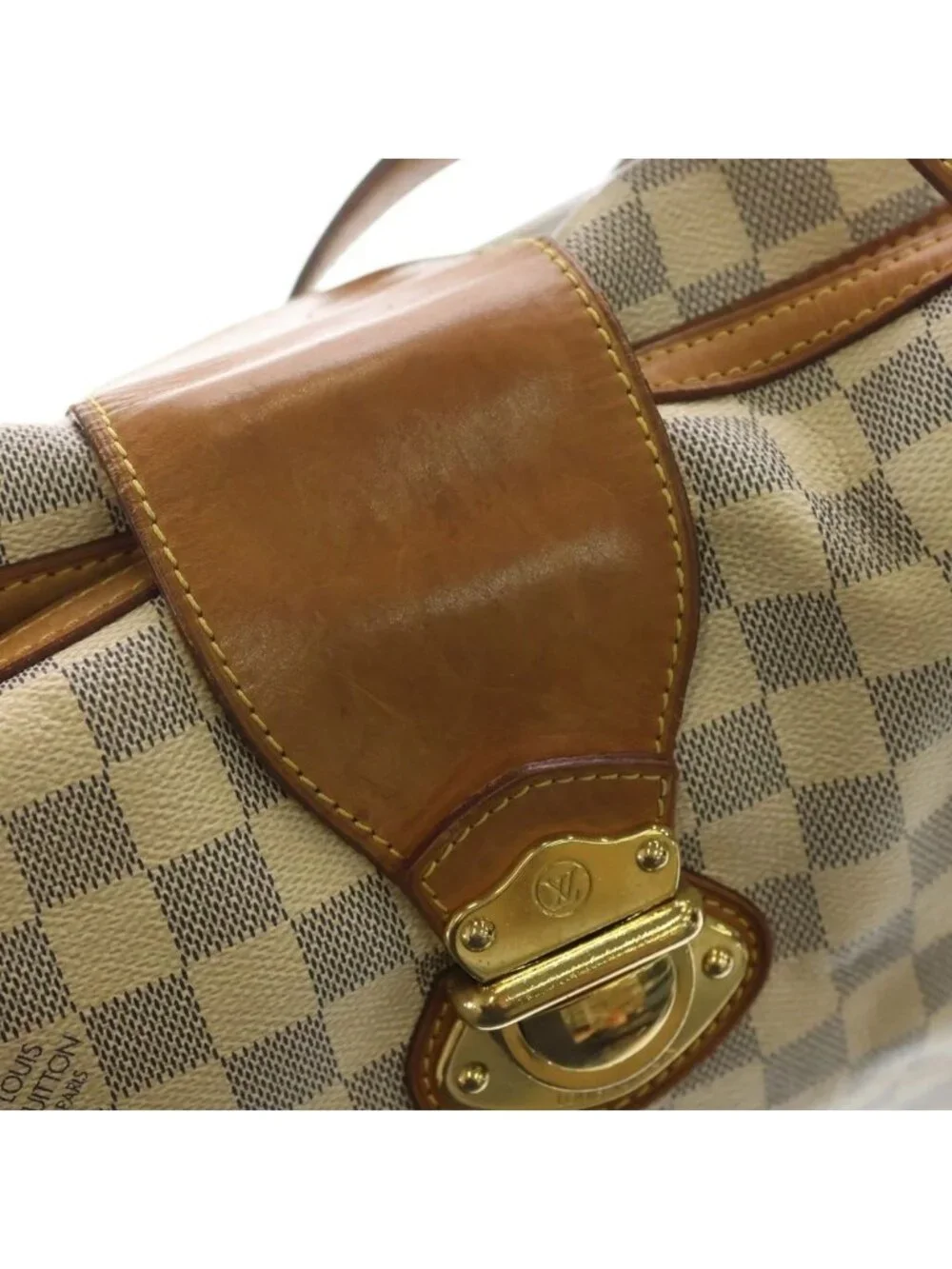 Louis Vuitton Damier Azur Stretch The GM Shoulder Tote Leather Ivory
